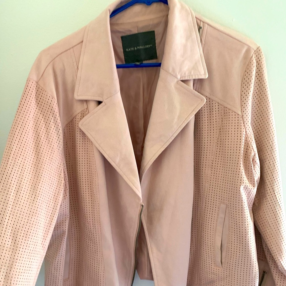 Faux suede blush pink jacket